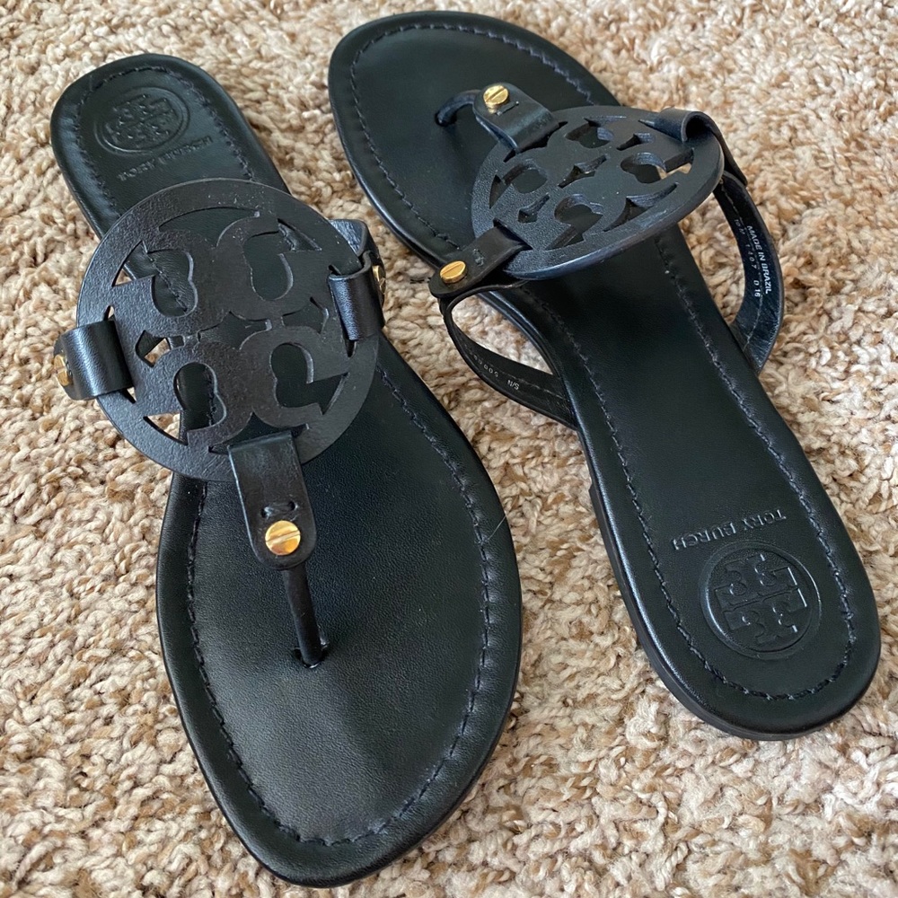 Matte Black Tory Burch Miller Sandals